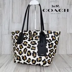 50 COACH コーチ　豹柄　ハンドバッグ　トートバッグ