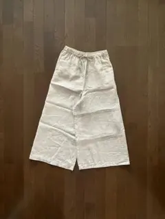 リネン混 ワイドパンツ ガウチョパンツ ベージュ