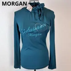 ★MORGAN★S★リボン付きティール長袖Tシャツ★新品タグ付★9240円★