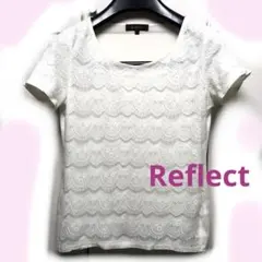 【Reflect】半袖Tシャツ　レース　オフホワイト　サイズ9 キレイめ　透け感