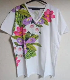 ETRO 蛍光フラワープリント Vネック Tシャツ XLのサムネイル