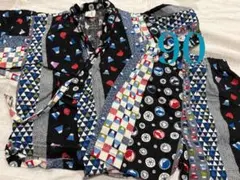 夏祭り甚平 90サイズ 男の子 富士山 鯛 和柄 パッチワーク風