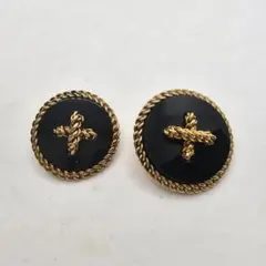 未使用 シャネル ボタン 30mm 26mm クロスモチーフ 黒×金 セット