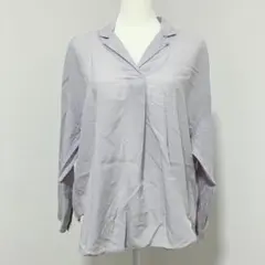 ジーナシス バックボタン シャツ ライトグレー F