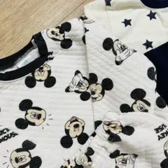 Disneyミッキー＆星柄腹巻き長袖ベビーパジャマ90サイズ２セット★ディズニー