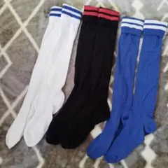 サッカーソックス 3足セット ストライプ