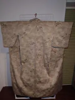 美品　洗える着物　小紋　袷　葉柄