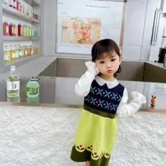 新品未使用 可愛い プリンセスフローズン雪アンナ サイズ120ニットワンピース