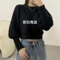 EPIMIE'PIMMY 袖ボリュームシャギーニット　ブラックのサムネイル