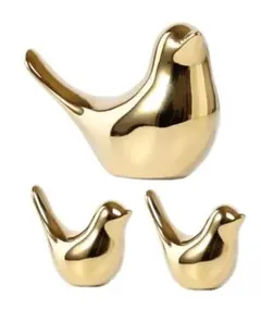 美品✨鳥のオブジェ 縁起物 置物 インテリア ゴールド 金色 3個セット