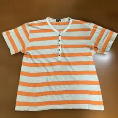 Paul Smith collectionオレンジボーダーへンリーネックTシャツのサムネイル