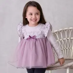 新品★プティマイン　お花チュールドッキング長袖T