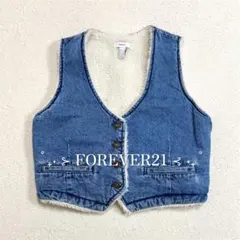 【 FOREVER21 】 レディース 裏起毛 デニムベスト ボタンアップ M