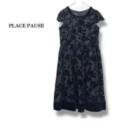 【暫停】印花連衣裙 法式袖連衣裙 黑色 派對