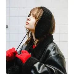センスオブプレイスバイアーバンリサーチ　ニットイヤーマフ　ブラック