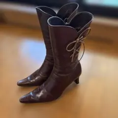 卑弥呼　ダークブラウン レザー ブーツ
