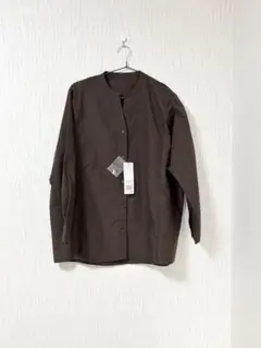 新品タグ付き バンドカラーシャツチュニック ブラウン　長袖