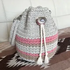 tシャツヤーン monopop 巾着ショルダーバッグ 2way