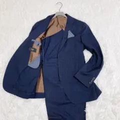 【極美品】スーツセレクト A5 ネイビー チェック 背抜き 本切羽 軽量 春夏