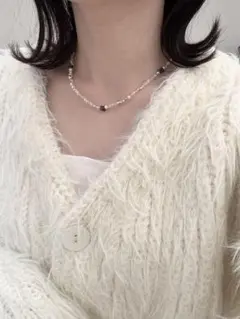 895 ビーズネックレス　ファルファーレ　シルバー　ガラスパール