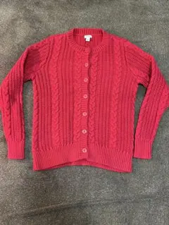 L.L.Bean ケーブル編みカーディガン M 赤