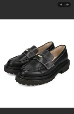 ブラック 厚底ローファー