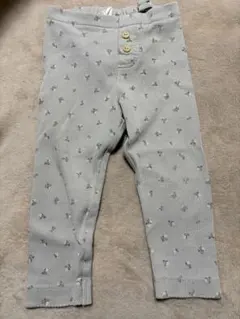 H&M オーガニックコットン 花柄レギンス 12-18M くすみカラー　グレー