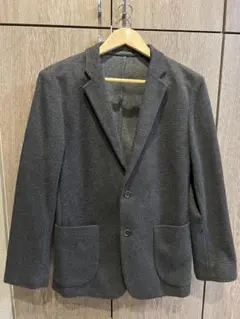 【美品】ユニクロ　コンフォート2Bジャケット/チドリ　ウールライク　グレー　S