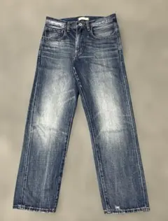 ユニクロUNIQLO デニムブルー リラックスストレートジーンズ ダメージ 23