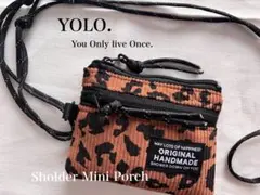 ショルダーミニポーチ レオパード柄コーデュロイ