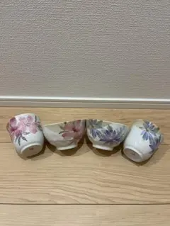 花柄の陶器製飯碗4個セット　花かおり