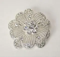 英国製 ヴィンテージ ブローチ ペンダント ラインストーン フラワー