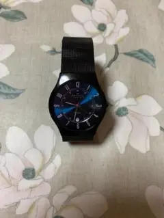 SKAGEN スカーゲン　デイト　メンズ　時計 ブラック クリスタルガラス