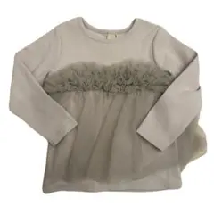 【petit main】ペプラム長袖Tシャツ 薄いピンク100cm