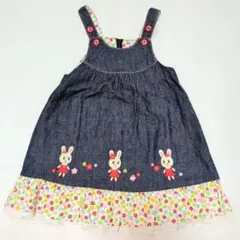 100★ミキハウス★うさこちゃんアップリケ付き！デニムワンピース★