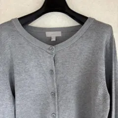 H&M グレー クルーネック　丸首　シンプル　長袖カーディガン　サイズL
