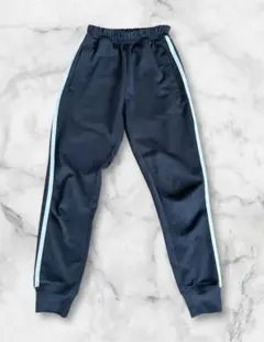 ブラック　サイドホワイトストライプ ジャージパンツ XS