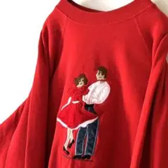 USA製 ヘインズ ペアダンス 刺繍 トレーナー スウェット L レッド古着