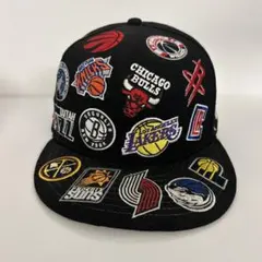 ニューエラ 59FIFTY NBA オールチーム 総柄 刺繍 キャップ 美品