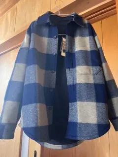 新品　ユニクロ　ネイビー グレー チェック柄 ネルシャツ M