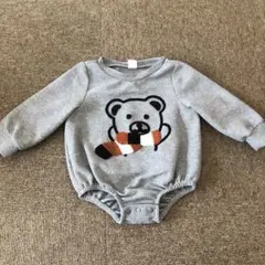 SHEIN グレー クマ刺繍ロンパース 6-9M
