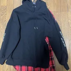 長袖パーカー チェック柄切り替え
