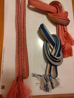 帯締め 3本セット ピンク系2本 紺系1本