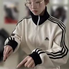 Y2Kバイカラーラインジャケット白トラックジャージ