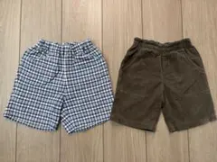 チェック柄と茶色のハーフパンツ2点セット