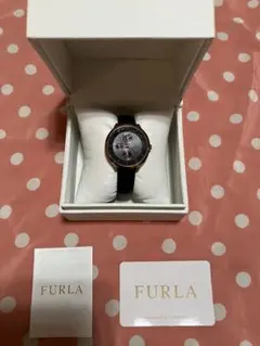 FURLA アナログ時計 ブラック/ゴールド