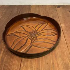 美品　お盆　レトロ　トレイ　どんぐりの絵柄が可愛らしい　トレーヴィンテージ　和柄