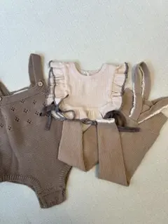 peelaboo ベージュロンパースセット