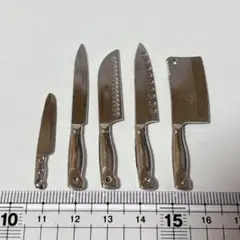 ミニチュア包丁5種セット 合金 シルバー ミニチュア ドールハウス