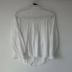 サマンサモスモス　フリルネック シャツ　綿　コットン100% F ホワイト